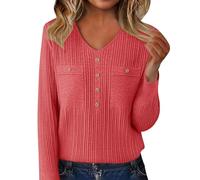 Knitted Sweater Women Dressy Casual V Neck Pullover Tops Long Sleeve Fall Winter Fashion Warm Ribbed Work Sweaters