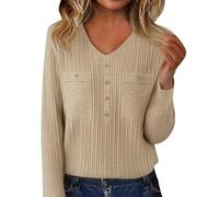 Knitted Sweater Women Dressy Casual V Neck Pullover Tops Long Sleeve Fall Winter Fashion Warm Ribbed Work Sweaters