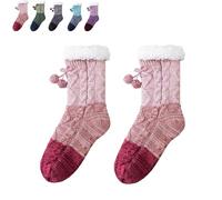 Knitted Ultra-Thick Slipper Home Socks - Cozy Indoor Socks with Cashmere Feel, Non-Slip Warm House Socks for Women & Men (Pink)