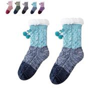 Knitted Ultra-Thick Slipper Home Socks - Cozy Indoor Socks with Cashmere Feel, Non-Slip Warm House Socks for Women & Men (Blue)