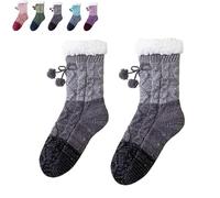 Knitted Ultra-Thick Slipper Home Socks - Cozy Indoor Socks with Cashmere Feel, Non-Slip Warm House Socks for Women & Men (Gray)