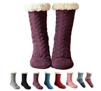 Knitted Ultra-thick Slipper Socks - Plush, Warm, Non-slip Sole for Comfort, Perfect for Indoor Use, Gift for Men & Women (H)