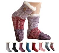 Knitted Ultra-thick Slipper Socks - Plush, Warm, Non-slip Sole for Comfort, Perfect for Indoor Use, Gift for Men & Women (A)