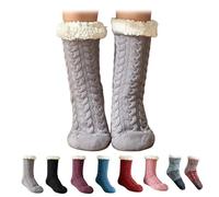 Knitted Ultra-thick Slipper Socks - Plush, Warm, Non-slip Sole for Comfort, Perfect for Indoor Use, Gift for Men & Women (F)