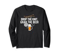 Knitter Craft Beer Drinker Drop The Knit Grab The Beer Manche Longue