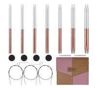 Knitter's Pride Rosemist Midi embout interchangeable pour aiguilles à tricoter 3-5 mm, 1 unité, argent rose marron