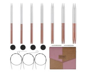 Knitter's Pride Rosemist Midi embout interchangeable pour aiguilles à tricoter 3-5 mm, 1 unité, argent rose marron