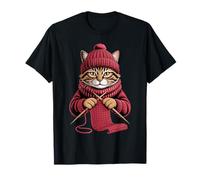 Knitting Cat Crochet Lover Funny Crafter Vintage Style T-Shirt