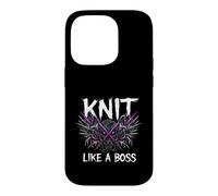 Knitting Crafter Knit Like A Boss Heavy Metals Skull Coque pour iPhone 14 Pro