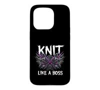 Knitting Crafter Knit Like A Boss Heavy Metals Skull Coque pour iPhone 15 Pro