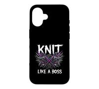 Knitting Crafter Knit Like A Boss Heavy Metals Skull Coque pour iPhone 16