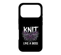 Knitting Crafter Knit Like A Boss Heavy Metals Skull Coque pour iPhone 17 Pro