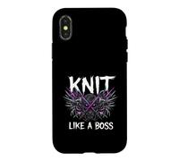 Knitting Crafter Knit Like A Boss Heavy Metals Skull Coque pour iPhone X/XS