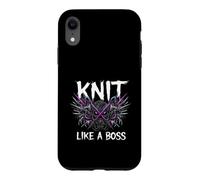Knitting Crafter Knit Like A Boss Heavy Metals Skull Coque pour iPhone XR