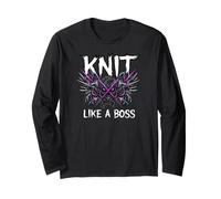 Knitting Crafter Knit Like A Boss Heavy Metals Skull Manche Longue