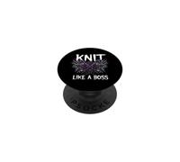 Knitting Crafter Knit Like A Boss Heavy Metals Skull PopSockets PopGrip Adhésif