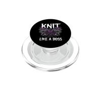 Knitting Crafter Knit Like A Boss Heavy Metals Skull PopSockets PopGrip pour MagSafe