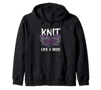Knitting Crafter Knit Like A Boss Heavy Metals Skull Sweat à Capuche