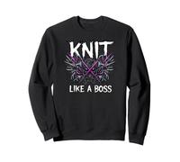 Knitting Crafter Knit Like A Boss Heavy Metals Skull Sweatshirt