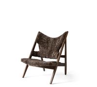 Knitting Fauteuil en Peau de Mouton Rembourré avec Base en Chêne Foncé