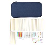Knitting Kit Crochet Kit Ergonomic Bamboo Needles Set with Storage Bag for DIY Enthusiasts Beginners Portable Knitting Crochet Supplies
