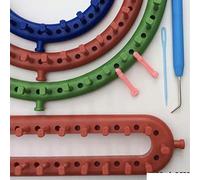 Knitting Loom Assortment Set of 4: 1 Long + 3 Round Looms. New Series Looms with extra pegs for bulky & fine yarns by KnitUK