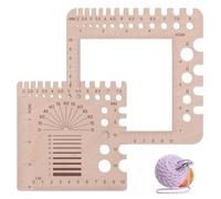 Knitting Needle Gauge Lot de 2 jauges d'aiguilles en bois - Accessoires de tricot Needle Minder avec cadre de comptage, règle pour épaisseur de fil et échantillon de maille (dimensions des aiguilles 2