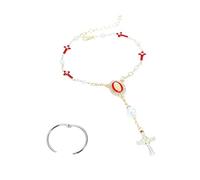 KNITUKL Chapelet de voiture pour rétroviseur, pendentif mauvais œil pour intérieur de voiture, médaille de voiture et croix - Accessoires personnalisés à suspendre pour homme et femme (doré-E)