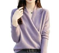 Knitwear Women's V-Neck Pullover Sweater Autumn Winter Female Grace Soft Clothes Long Sleeve Warm Fashion Tops(Color 15,M)