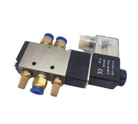 KNIUWMBMH 4v210-06 08 Électrovanne pneumatique électrique 5 Voies 2 Positions Contrôle Air Gaz Vanne magnétique 12/24/220V Bobine Volt 4-12mm Raccord de Tuyau 1Pcs(4V210-06 PC8 Joint,AC220V)