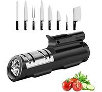Knives Sharpener Kitchen Professional 4 in 1 Blade Sharpening Tool Tungsten Steel/Diamond Polish Grind Out A Sharp Bling Knife Chef's Best Choice (Color : Black)
