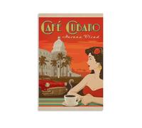 KNKncnv Cuba Havana Poster café mixte peinture décorative sur toile pour salon, chambre à coucher, art mural, impression d'image moderne, décoration de salle familiale, 60 x 90 cm