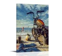 KNKncnv David Mann Biker Poster de moto nostalgique Peinture décorative sur toile Art mural pour salon, chambre à coucher, art mural, impression d'image moderne, décoration de salle familiale, 60 x 90