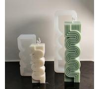 KNLESS Moule à Bougie en Forme de S avec Lignes géométriques, moules en Silicone pour la Fabrication de Savon, Ornements de Bougie en Forme de Pilier, 2PCS