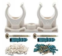 KNM Pince à serrer les tubes - Lot de 50 clips doubles en plastique Blanc (16-18 mm) avec vis