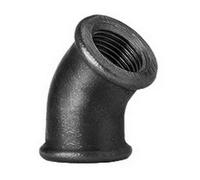 KNM Trade Coude 45° F-F Fonte Malléable Noir, Fileté, 1/2"