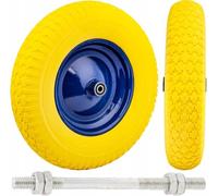 KNM TRADE Roue Brouette Pleine PU Increvable, Jaune/Bleu 100kg