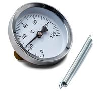 KNM Trade Thermomètre Appliqué Ø 63 mm Ressort Facile | pipe thermometer, bimetallic sensor, spring clamp, direct measurement, reliable, robust materials