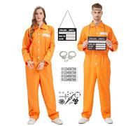 KNMBTR Costume de prisonnier pour homme et femme, pour Halloween, déguisement de prison, costume de prisonnier