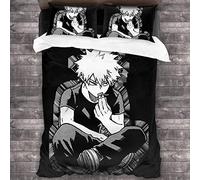 Knncch Katsuki Bakugo (4) Couette 3 pièces Ensemble de literie imprimé Microfibre Ensemble Housse de Couette Ensembles de Couette imprimé Taille Unique