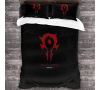 Knncch pour-la-Horde-Warcraft 3pcs literie Impression Housse de Couette Ensemble Doux (sans Couette), Ensemble de lit Cadeau Adulte pour Enfants Adolescents