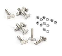 Knnuey 12 Pièces de Remplacement de Boulon à Fente en T, Vis M10 X 25, Vis de Rail A2-70, Écrous de Rail avec 12 Écrous à Embase en Acier Inoxydable, Boulon à Fente en T