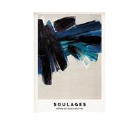 KNOBCO Pierre Soulages Affiches Noir Bleu Graffiti Toile Peinture Moderne Art Mur Pierre Soulages Impressions pour Chambre Décoration Intérieur Photos 50x70cmx1 Pas De Cadre