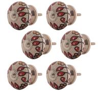 Knober Boutons de meuble en céramique et porcelaine peints à la main - Vintage - Style maison de campagne shabby chic - 40 mm - Rouge - Knauf - Poignée de porte (ROT14 X6)