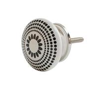 Knober Tête de meuble | Série Dec Filgran imprimée | Résistant à l'abrasion | Monture en acier inoxydable | Boutons de meuble 40 mm | Noir et blanc | Poignée de porte filetage métrique M3 | DEC 17