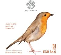 KNOBLOCH Strings EDB34.0 Erithacus - Cordes de guitare espagnole double argent - Tension moyenne-haute 34.0 - Son naturel et rond - Bio Nylon - Jeu de cordes pour flamenco et classique