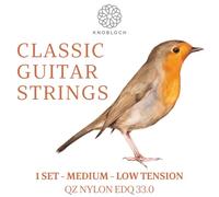 KNOBLOCH STRINGS - Cordes de guitare espagnole ERITHACUS QZ | Tension 33.0 (faible - moyenne) | Son équilibré et naturel | Durabilité | Fabriqué en Espagne | Argent, Nylon/Argent M-Low