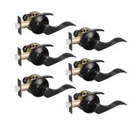 KNOBWELL Lot de 6 poign es de porte de passage noires pour couloir, placard, sans serrure, pour gaucher/droitier, finition noir mat, forme de lev