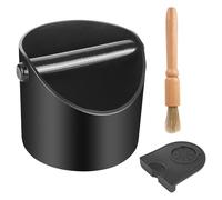 Knock Box Boîte à Marc de Café - Accessoire Cafe pour Porte-Filtre, avec Tapis en Silicone, Brosse de Nettoyage et Barre de Frappe Amovible, Accessoire pour Cuisine et Café