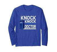 Knock Knock Who is There Dicton Docteur médecin Chirurgien Manche Longue, Unisexe pour Adultes, Bleu Royal, XXL